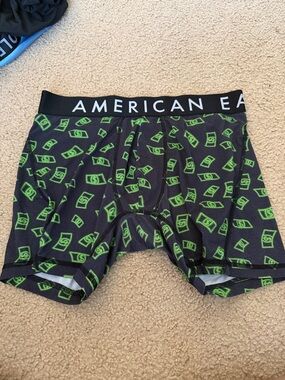 American Eagle Outfitters Black Boxer Briefs with Neon Green Money Print
